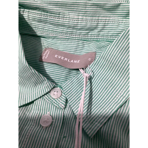 Everlane The Silky Cotton Relaxed Long Sleeve Button Up Shirt Striped Mint 0Flaw - Picture 8 of 9